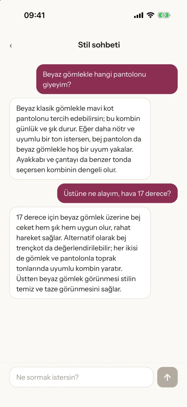 HarDress uygulamasında stilist sohbeti
